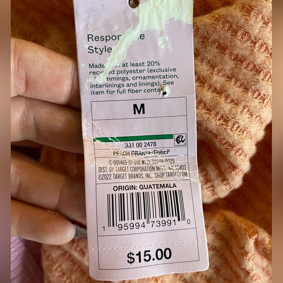 3/$30 Wild Fable NWT peach waffle knit cropped long sleeve turtleneck - SO soft! - Picture 5 of 7